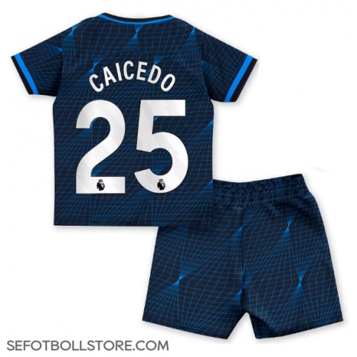 Chelsea Moises Caicedo #25 Replika babykläder Bortaställ Barn 2023-24 Kortärmad (+ korta byxor)